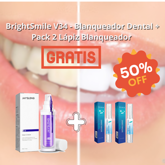 BrightSmile V34 - Blanqueador Dental + 2 Lápiz Blanqueador GRATIS